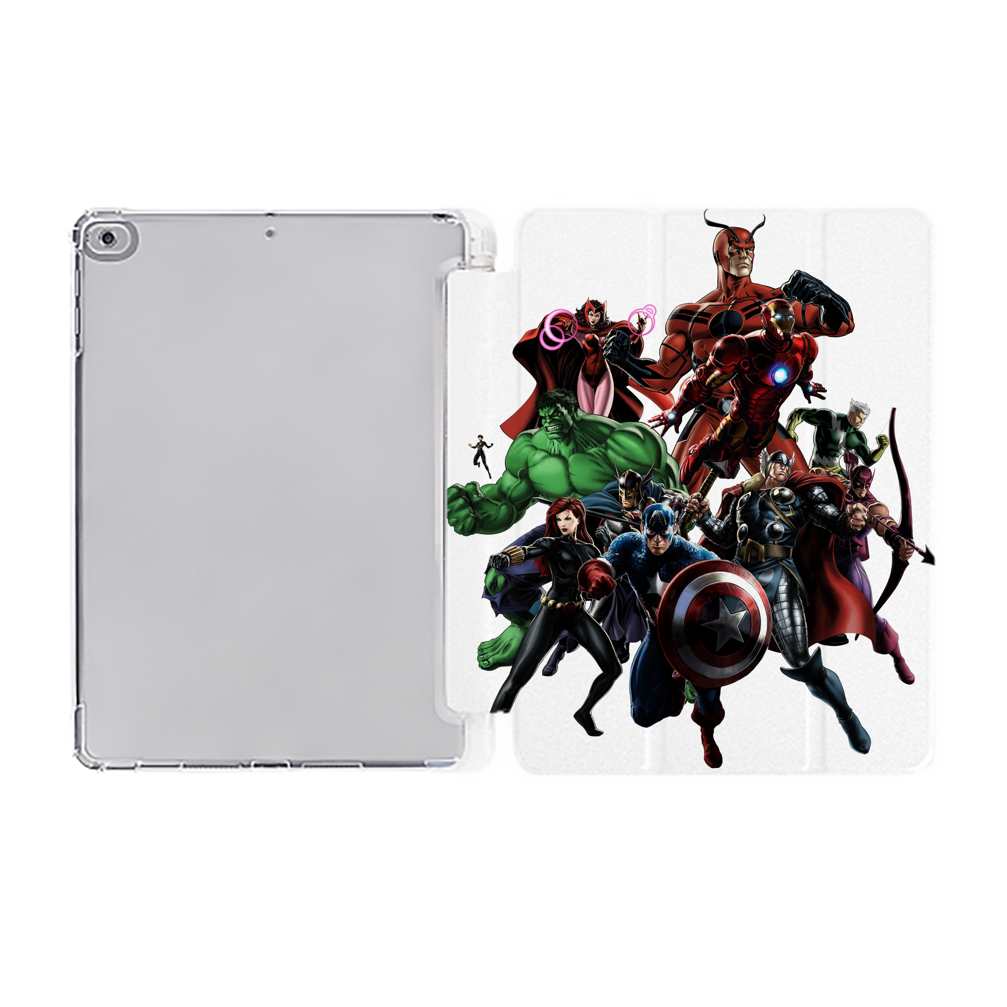 （画像用） アベンジャーズ The Avengers IPad ケース ペン収納付き 三つ折りスタンド PUレザー×シリコン 対応機種9.5/10.5/10.9インチ